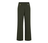 Anzughose VILA "VICLUA HW WIDE BUTTON PANTS- NOOS", Damen, Gr. XXL (44), N-Gr, gold (deep depths detail:gold button), Web, Obermaterial: 95% Polyester, 5% Elasthan, unifarben, relaxed fit normal, Hose