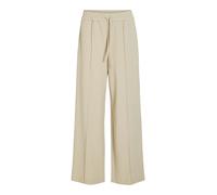 Schlupfhose VILA "VICLUA HW WIDE PANTS-NOOS", Damen, Gr. L (40), N-Gr, feather gray, Milano Rib, Obermaterial: 95% Polyester, 5% Elasthan, unifarben, relaxed fit normal, Hosen Schlupfhose, Materialmix
