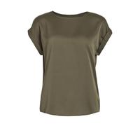 Kurzarmshirt VILA "VIELLETTE S/S SATIN TOP - NOOS" Gr. 44, grün (dusty olive) Damen Shirts (73941563-44) dusty olive