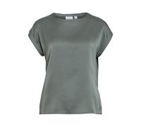 Kurzarmshirt VILA "VIELLETTE S/S SATIN TOP - NOOS", Damen, Gr. 38, grün (balsam grün), Satin, Obermaterial: 100% Polyester, unifarben, regular fit normal, Rundhals, mit Umschlag, Shirts, Kunstfaser, r