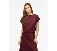 Kurzarmshirt VILA "VIELLETTE S/S SATIN TOP - NOOS", Damen, Gr. 44, rot (port royale), Satin, Obermaterial: 100% Polyester, unifarben, regular fit normal, Rundhals, mit Umschlag, Shirts, Kunstfaser, re