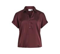 Kurzarmbluse VILA "VIENNA RAVENNA S/S TOP - NOOS", Damen, Gr. 38, port royale, Web, Obermaterial: 100% Polyester, unifarben, regular fit normal, V-Ausschnitt, Umschlagbund, Blusen, Kunstfaser, regular