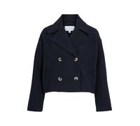 Kurzjacke VILA "VIKAMINA L/S V-NECK JACKET - NOOS", Damen, Gr. 42, blau (navy blazer), Web, Obermaterial: 60% Polyester, 30% Wolle, 5% Polyacryl, 5% Viskose, unifarben, regular fit kurz, V-Ausschnitt,