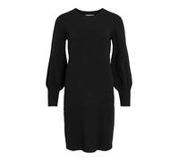 Strickkleid VILA "VIKERRY O-NECK KNIT DRESS - NOOS", Damen, Gr. S, N-Gr, schwarz (schwarz beauty), Strick, Obermaterial: 53% Polyester, 30% Viskose, 17% Polyamid, unifarben, regular fit knielang, Rund