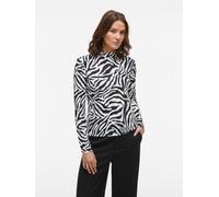 Vila "VILEOA L/S ROLLNECK TOP - NOOS" Materialmix, regular fit (37220046-XS) schwarz aop:zebra