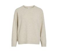 Strickpullover VILA "VILIGA L/S O-NECK KNIT TOP - NOOS", Damen, Gr. M, birch detail:melange, Strick, Obermaterial: 97% Polyester, 3% Elasthan, meliert, relaxed fit normal, Rundhals, Rippbündchen, Pull