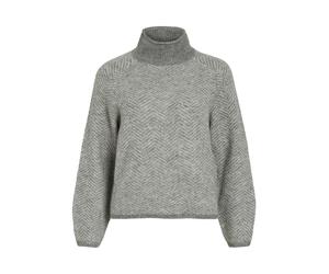 VILA - VILORY HIGH NECK L/S KNIT TOP - NOOS Medium Grey Melange - Gr. - XL