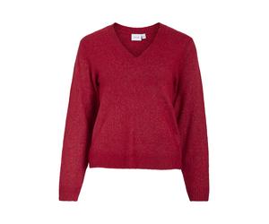 Vila - VIMIRAZ V-NECK L/S KNIT TOP/PB jester red - Gr. - M