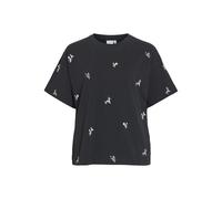 VILA - VIMONIE FLOWER EMB S/S O-NECK/RN/1 Black Beauty - Gr. - M