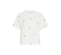 VILA - VIMONIE FLOWER EMB S/S O-NECK/RN/1 Snow White - Gr. - M