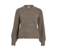 Strickpullover VILA "VINIKOLINA O-NECK L/S KNIT TOP - NOOS", Damen, Gr. M, falcon detail:melange, Strick, Feinstrick, Obermaterial: 97% Polyester, 3% Elasthan, meliert, modisch, regular fit, Rundhals,