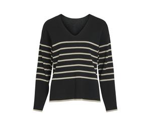 VILA - VIOSTRIA V-NECK L/S REV TOP-NOOS black beauty - Gr. - M