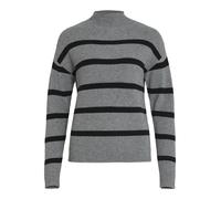 VILA - VIRIL MOCK NECK L/S KNIT RIB TOP 2-NOOS medium grey melange - Gr. - XL