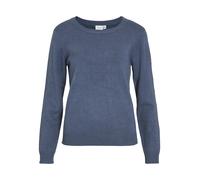 Rundhalspullover VILA "VIRIL O-NECK L/S KNIT TOP - NOOS", Damen, Gr. S, vintage indigo detail:schwarz melange, Feinstrick, Obermaterial: 50% Viskose, 27% Nylon, 23% Polyester, meliert, regular fit nor