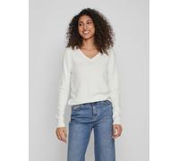 Vila "VIRIL V-NECK L/S KNIT TOP - NOOS" Materialmix, regular fit (86376553-XL) weiß alyssum