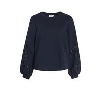 Sweatshirt VILA "VISANDY L/S DETAIL SWEAT TOP - NOOS", Damen, Gr. S, navy blazer, Sweatware, Obermaterial: 50% Viskose, 44% Polyester, 6% Elasthan, unifarben, regular fit normal, Rundhals, Sweatshirts