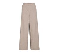 Anzughose VILA "VIVARONE HW WIDE PANT - NOOS", Damen, Gr. 40, N-Gr, natural melange, Milano Rib, Obermaterial: 66% Polyester, 28% Viskose, 6% Elasthan, unifarben, relaxed fit knöchellang, Hosen Anzugh