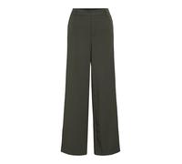 Anzughose VILA "VIVARONE HW WIDE PANT - NOOS", Damen, Gr. 44, N-Gr, deep depths, Milano Rib, Obermaterial: 66% Polyester, 28% Viskose, 6% Elasthan, unifarben, relaxed fit knöchellang, Hosen Anzughose