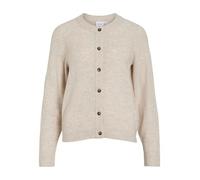 Strickjacke VILA "VIVIOLI O-NECK RIB KNIT CARDIGAN-NOOS", Herren, Gr. XS, super light natural melan, Strick, Obermaterial: 67% Polyacryl, 30% Polyester, 3% Elasthan, unifarben, regular fit normal, Run