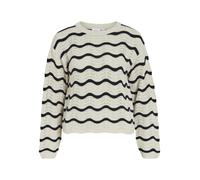 Vila Wave O-neck Pointelle Knit Pullover S Birch / Navy Blazer