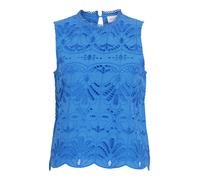 Vila - VIYARA O-NECK SL BRODERI ANGLAISE TOP Victoria Blue - Gr. - 40