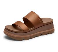 Vilanva Damen Plateau-Sandalen zum Reinschlüpfen, leicht, bequem, rutschfest, Urlaub, Strand, klobige Slides, offene Zehenkeile, für den Sommer 2026, trendige Outfits, Caramel, 39.5 EU