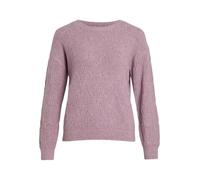 Strickpullover VILA "VILASSIA O-NECK L/S CABEL KNIT TOP -NOOS", Damen, Gr. XL, toadstool detail:melange, Strick, Obermaterial: 80% Polyester, 17% Polyamid, 3% Elasthan, meliert, Modisch, regular fit,