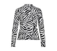 Stehkragenshirt VILA "VILEOA L/S ROLLNECK TOP - NOOS", Damen, Gr. S, schwarz (schwarz aop:zebra), Jersey, Obermaterial: 95% Polyester, 5% Elasthan, bedruckt, modisch, regular fit normal, Rundhals, Lan