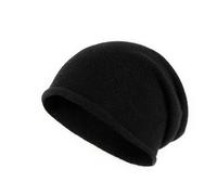 Villand 100% Kaschmir Slouchy Beanie Hut für Frauen, gestrickte Damen weiche warme Kaschmir Totenkopf-Beanies Kappe. (Schwarz)