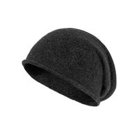 Villand 100% Kaschmir Slouchy Beanie Hut für Frauen, gestrickte Damen weiche warme Kaschmir Totenkopf-Beanies Kappe. (Dunkelgrau)