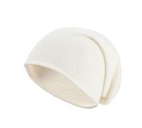 Villand 100% Kaschmir Slouchy Beanie Hut für Frauen, gestrickte Damen weiche warme Kaschmir Totenkopf-Beanies Kappe. (Weiß)