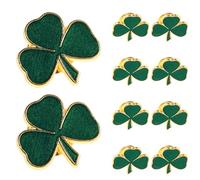 VILLCASE 10 Stück Grüne Kleeblatt Broschen aus Zinklegierung Tragbare und Vielseitige Dekoration für Kleidung und Hüte für St Patrick's Day und Feiern