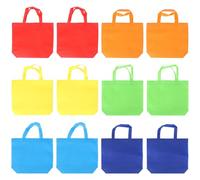 VILLCASE 12 Stück Wiederverwendbare Non woven Tragetaschen mit Bodenverstärkung Bunte Stofftaschen für Party Mitgebsel Geschenktüten Einkaufstaschen
