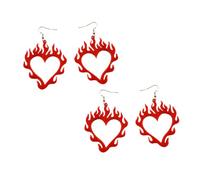 VILLCASE 2 Paar Damen Flammenohrringe aus Acryl Herzförmige Hohle Funken Ohrringe Modischer Ohrschmuck für Party und Alltag