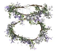 VILLCASE 2 Stück Blumenkranz Haarschmuck Verstellbares Brautblumenstirnband Leichtes Haarband mit Weißen Blüten Damen Haarkranz für Hochzeit Party und Festival