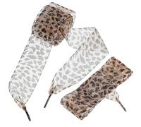 VILLCASE 2 Stück Breite Flache Schnürsenkel mit Leopardenmuster Strapazierfähige Polyester Schnürbänder für Sneaker Stiefel und Elegante Schuhe