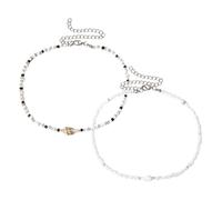 VILLCASE 2 Stück Verstellbare Muschelkette und Perlenchoker für Damen Bunte Boho Halskette aus Muscheln Strand und Sommerkette Handgefertigter Hawaii Schmuck