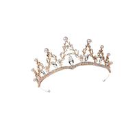 VILLCASE Barocke Strasskrone Gold Hochzeitskrone für Frauen Haarschmuck mit Kristallsteinen Runde Krone für Hochzeit und Brautfrisur