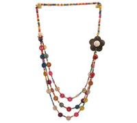 VILLCASE Bunte Boho Halskette und Kokosschale für Frauen | Handgefertigter Mehrreihiger Schmuck, Retro Ethnisch, Leicht und Vielseitig, für Alltag oder Festival