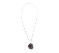 VILLCASE Elegante Amethyst Kristallkette Lila Farbe mit Unregelmäßigem Rohstein Anhänger Fördert Positive Energie und Eignet Sich für Beziehung und Familie