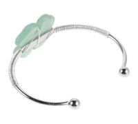 VILLCASE Glücksarmband Damen Kristall Vierblättriges Kleeblatt Armband Silberfarben Manschette Schmuck Geschenk Valentinstag