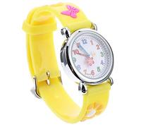 VILLCASE Kinderuhr für Mädchen mit Blumenmuster Silikon Armbanduhr Quarzwerk Flexibles PU Armband Lernuhr für Kleinkinder