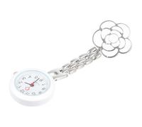 VILLCASE Krankenschwester Clip Taschenuhr mit Retro Blumen Design Weißes Gehäuse Präzises Quarzwerk für Pflegepersonal und Medizinische Fachkräfte