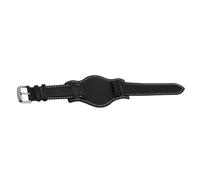VILLCASE Lederarmband 20mm mit Unterlage Hypoallergenes Uhrenarmband aus Vintage Rindsleder Ersatzband für Herren Geeignet für 18mm Uhrenanschluss Schwarz