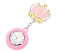 VILLCASE Leuchtende Clip On Taschenuhr mit Quarzwerk für Pflegekräfte | Kronenmuster, Großes Zifferblatt, Rosa Ausführung, Abnehmbarer Deckel, für Ärzte und Schwestern