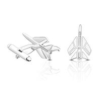 VILLCASE Manschettenknöpfe aus Kupfer Silber Modische Flugzeug Design Kreatives Geschenk Praktisch für Business Meetings und Hochzeiten für Damen und