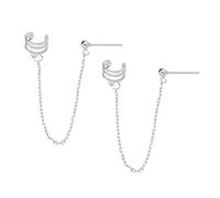 VILLCASE S925 Sterling Silber Ohrklemme mit Anhängerkette Modischer Ohrclip Ohrring für Damen und Mädchen 1 Paar Ohrhänger für Besondere Anlässe