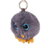 VILLCASE Schlüsselanhänger Eule mit Haarball aus PU Leder Dunkelgrau Kreativer Schlüsselhalter und Schlüsseldekoration für Frauen und Mädchen