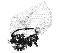 VILLCASE Vintage Brautschleier Stirnband aus Schwarzem Gewebe mit Dekorativem Effekt für Damen Hochzeit und Cocktailparty Haarschmuck