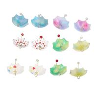 VILLFUL 12 Stück Teiliges Acryl Regenschirm Anhänger Leichte DIY Schmuckanhänger mit Metallöse Vielseitige Mini Regenschirm Charms für Armbänder Halsketten Ohrringe Schlüsselanhänger